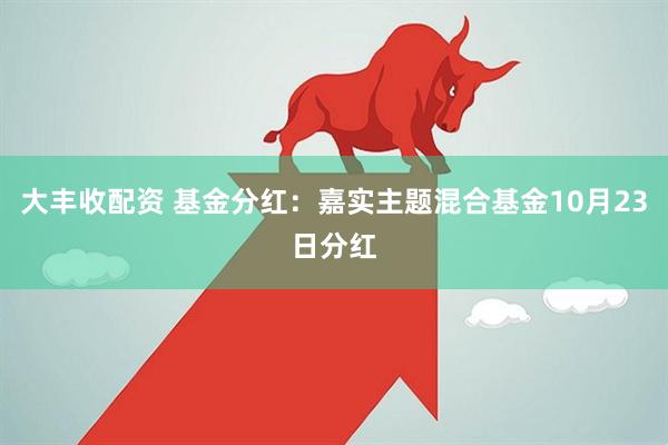 大丰收配资 基金分红：嘉实主题混合基金10月23日分红